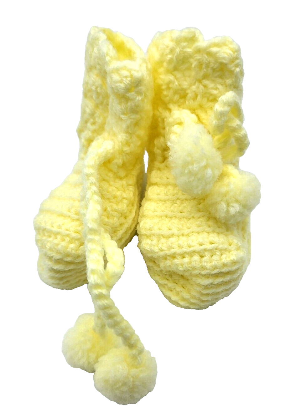 Vintage 80s Hand Crocheted Yellow Baby Booties Soft and Sweet YK